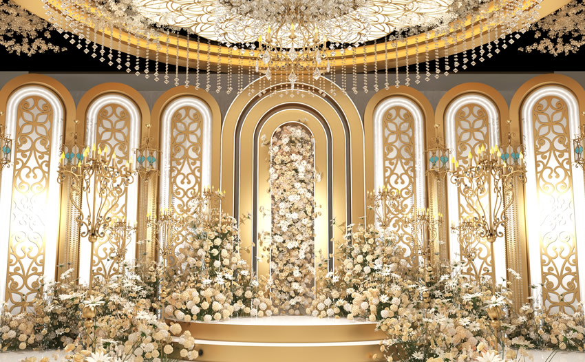 莱西香槟色调婚礼堂效果展示